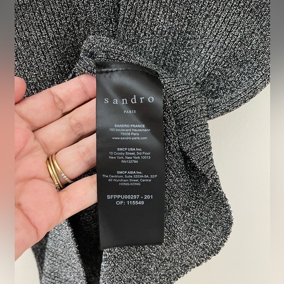 SANDRO short sleeve stretch ribbed top S - Picture 4 of 5